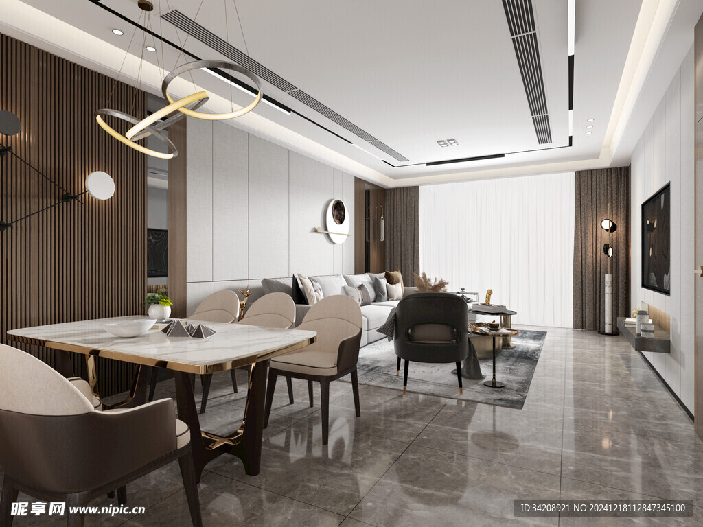 现代简约高级感新中式复古风客厅