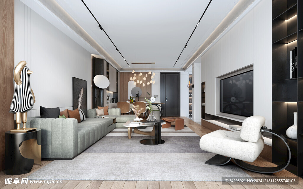 现代简约高级感新中式复古风客厅