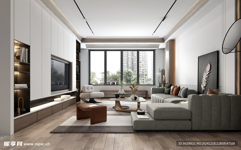 现代简约高级感新中式复古风客厅