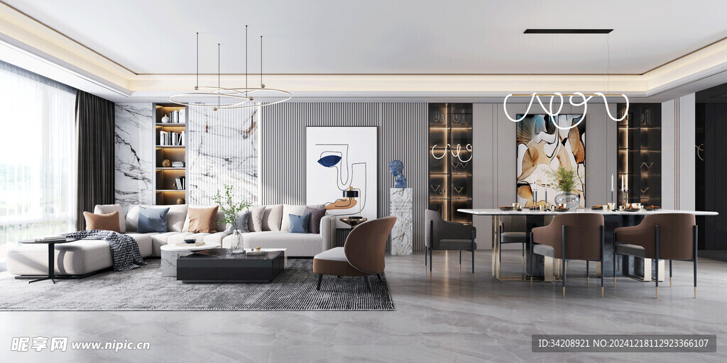 现代简约高级感新中式复古风客厅