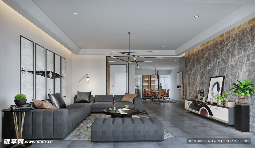 现代简约高级感新中式复古风客厅