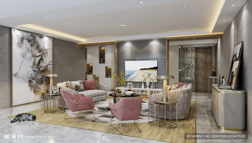 现代简约高级感新中式复古风客厅