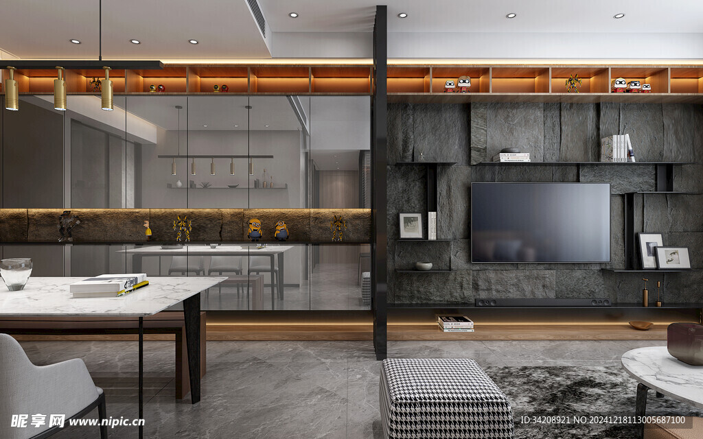 现代简约高级感新中式复古风客厅