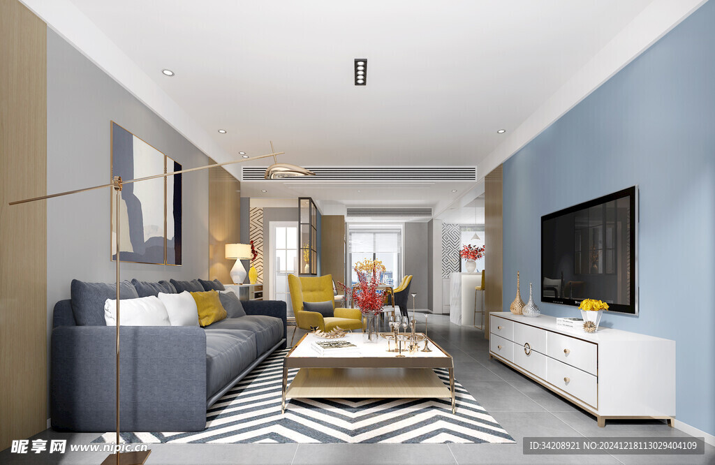 现代简约高级感新中式复古风客厅