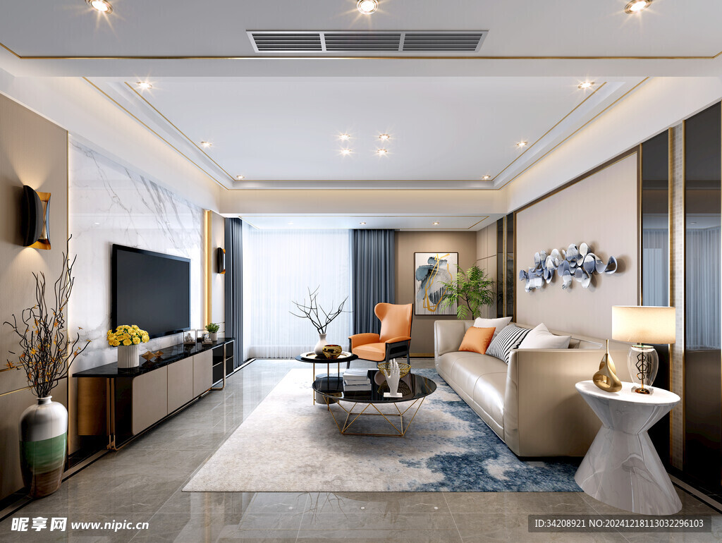 现代简约高级感新中式复古风客厅