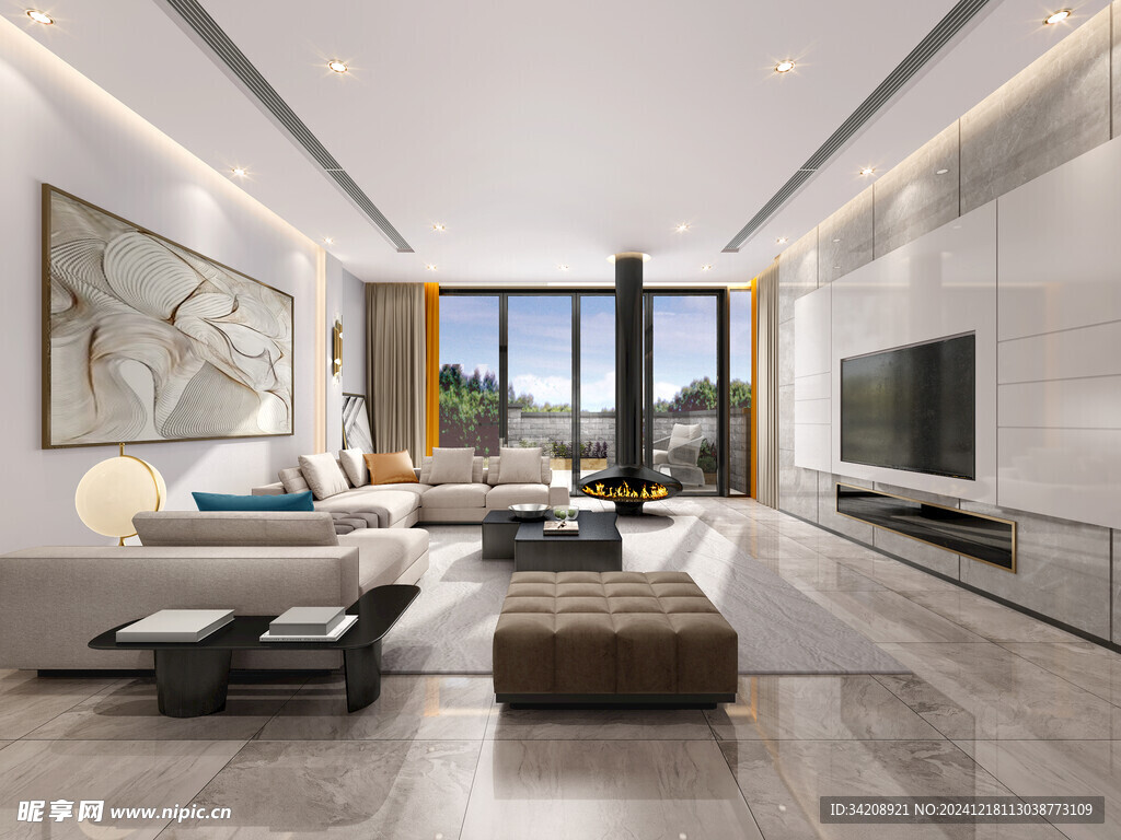 现代简约高级感新中式复古风客厅