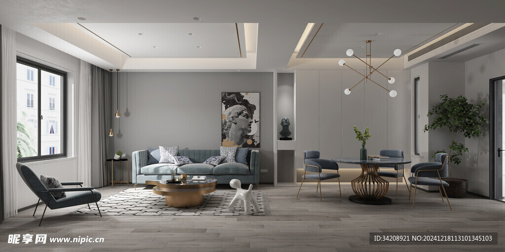 现代简约高级感新中式复古风客厅