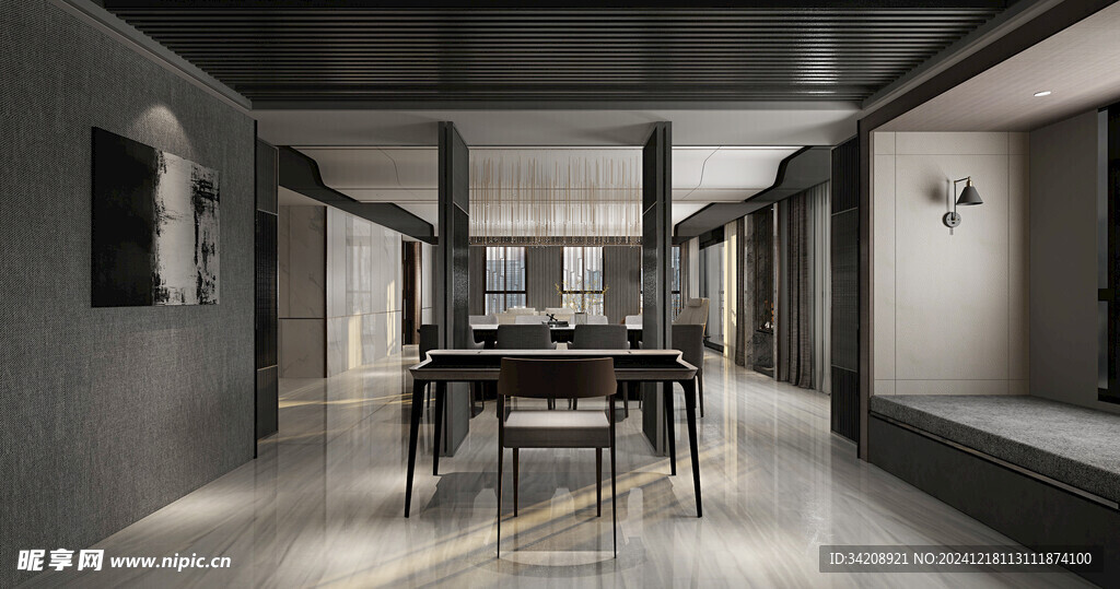 现代简约高级感新中式复古风客厅