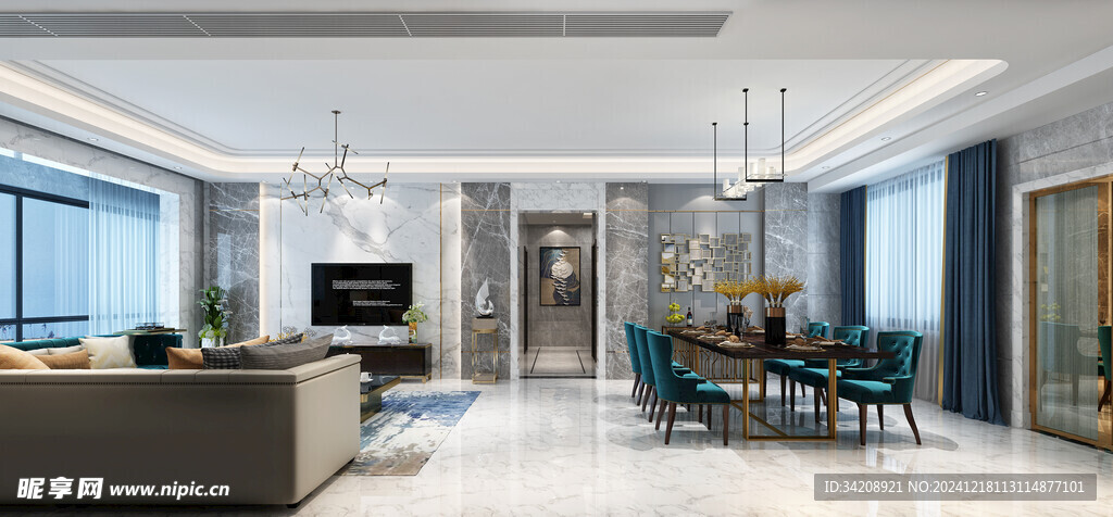 现代简约高级感新中式复古风客厅