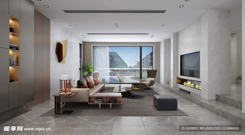 现代简约高级感新中式复古风客厅