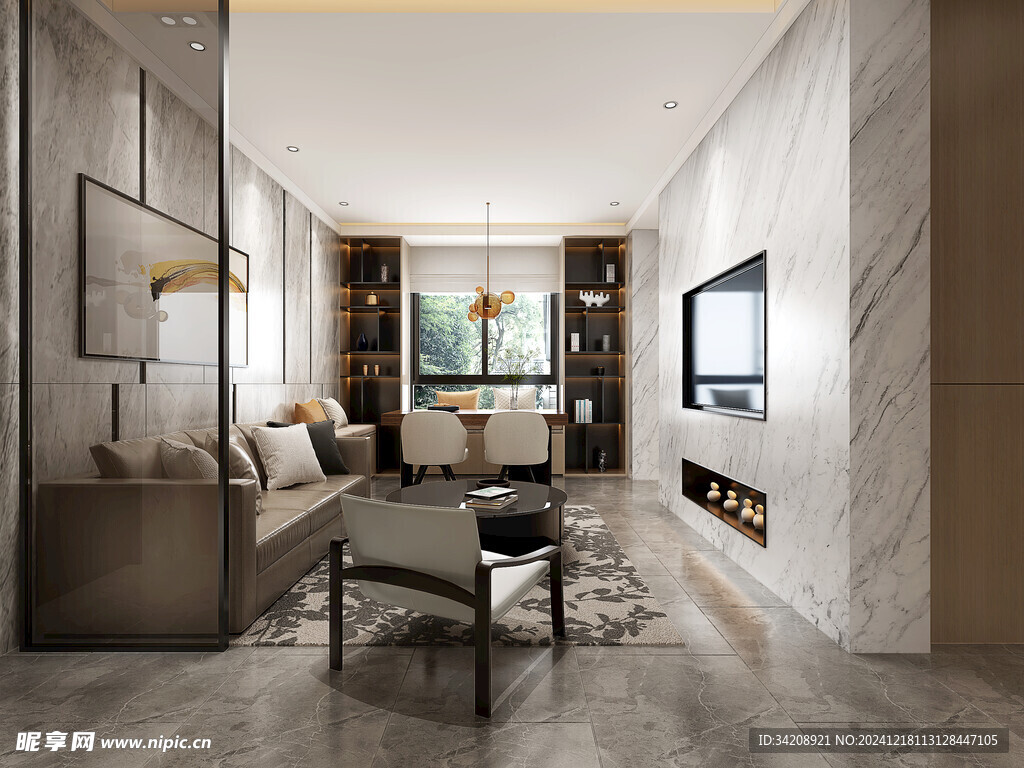 现代简约高级感新中式复古风客厅