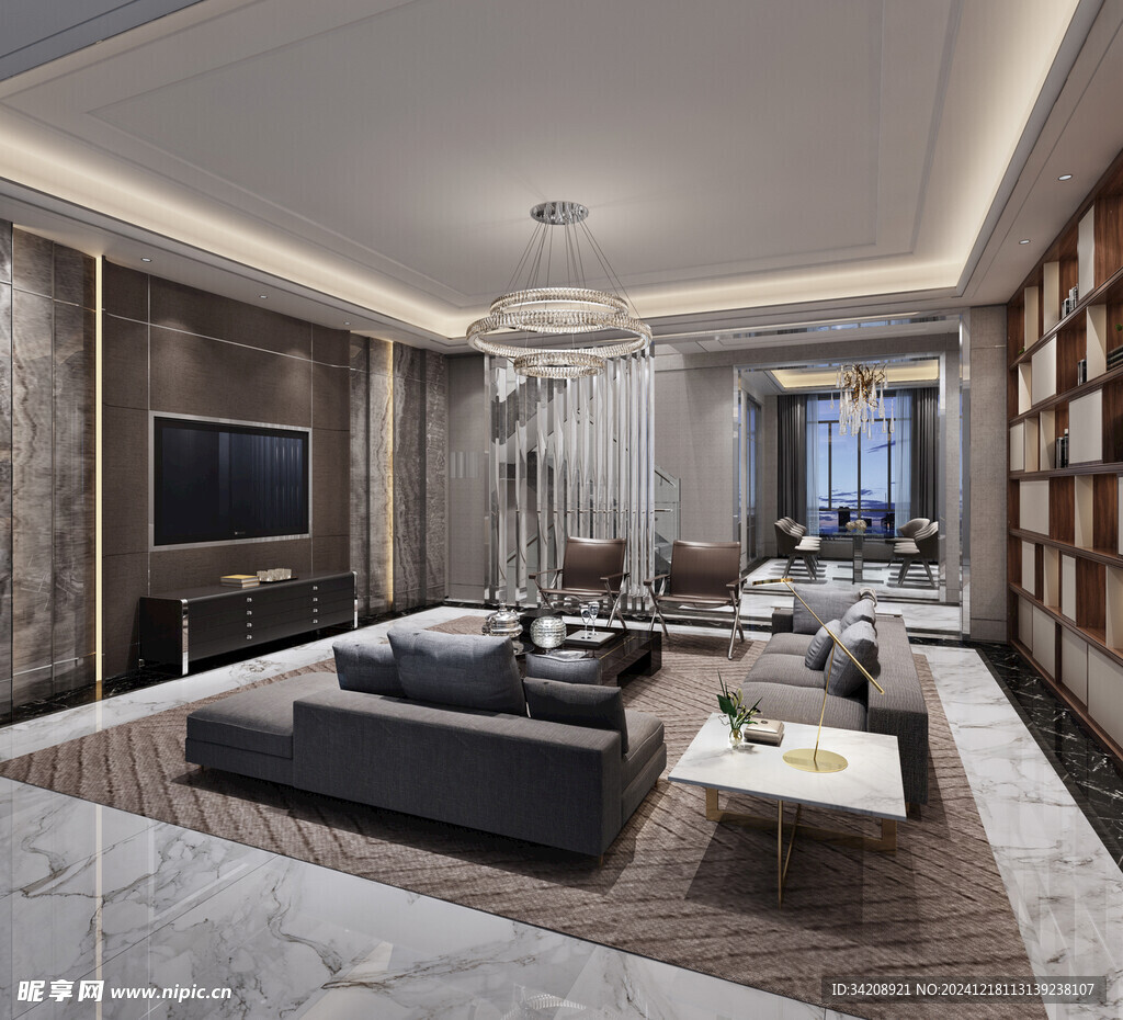 现代简约高级感新中式复古风客厅