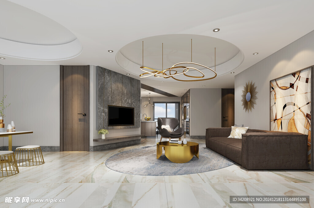 现代简约高级感新中式复古风客厅