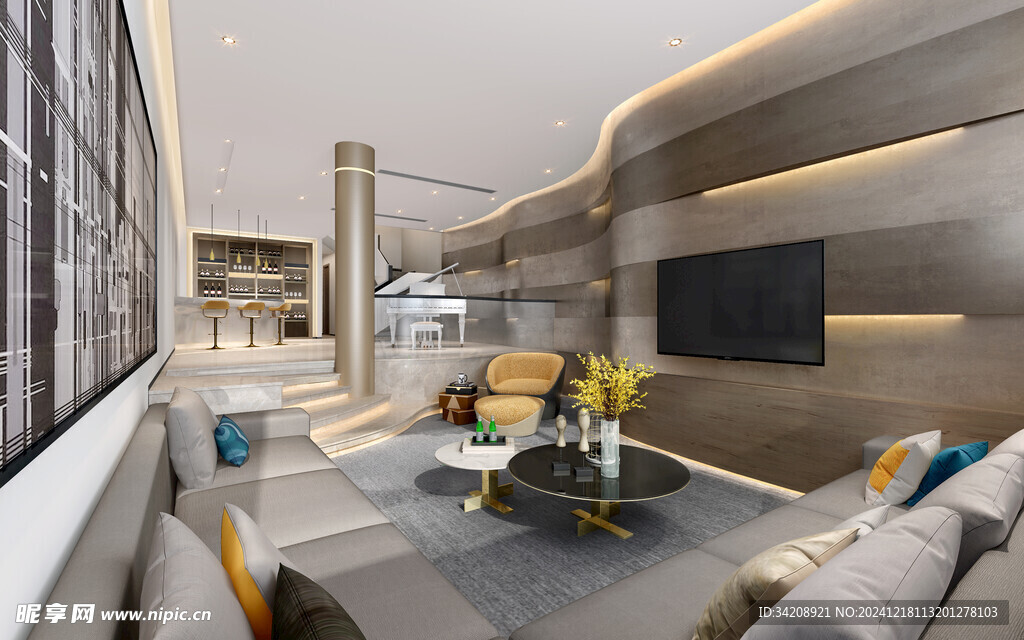 现代简约高级感新中式复古风客厅