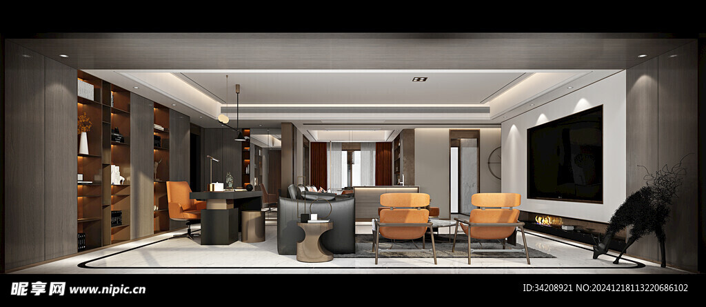 现代简约高级感新中式复古风客厅