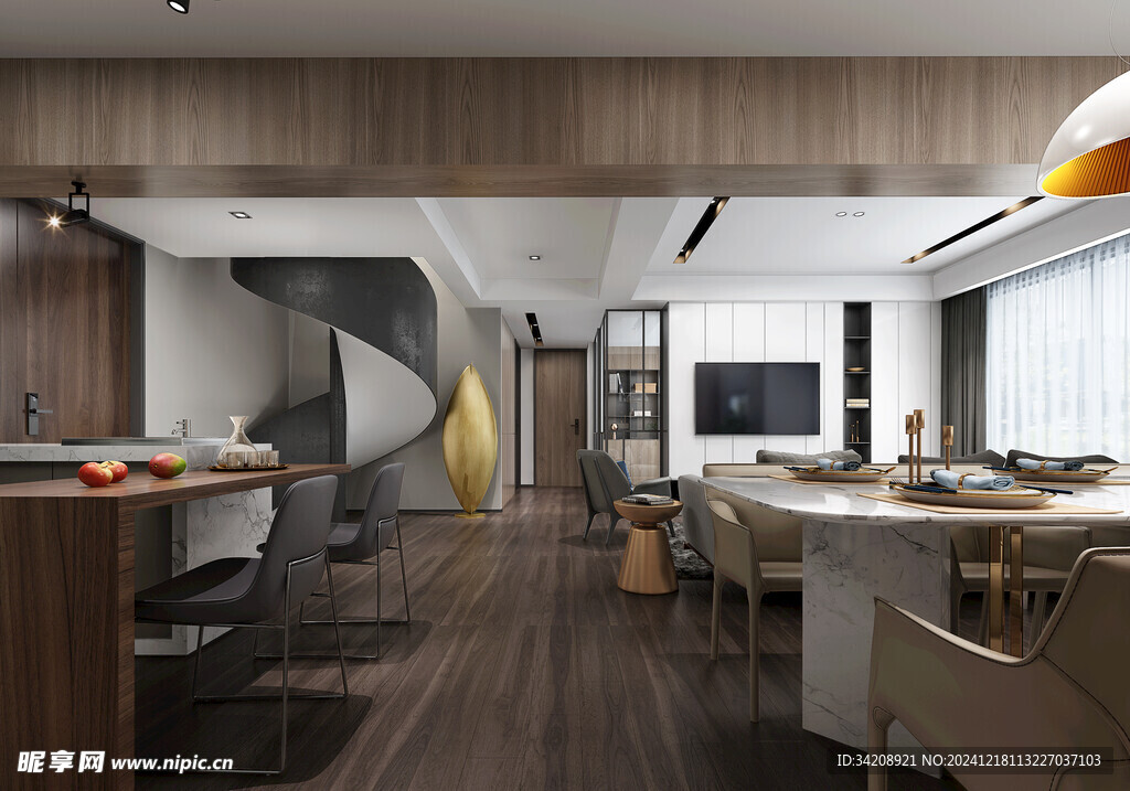 现代简约高级感新中式复古风客厅