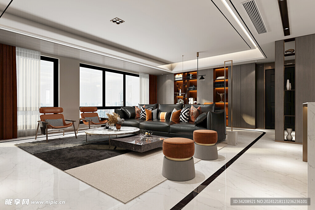 现代简约高级感新中式复古风客厅