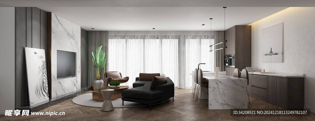 现代简约高级感新中式复古风客厅