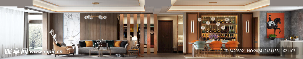 现代简约高级感新中式复古风客厅