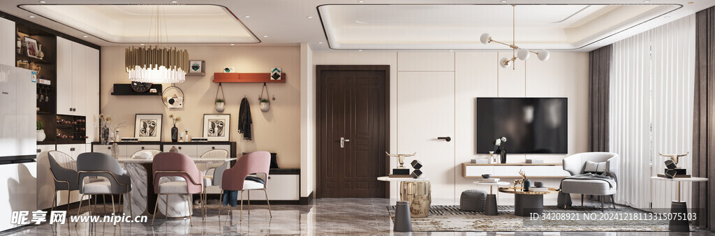 现代简约高级感新中式复古风客厅