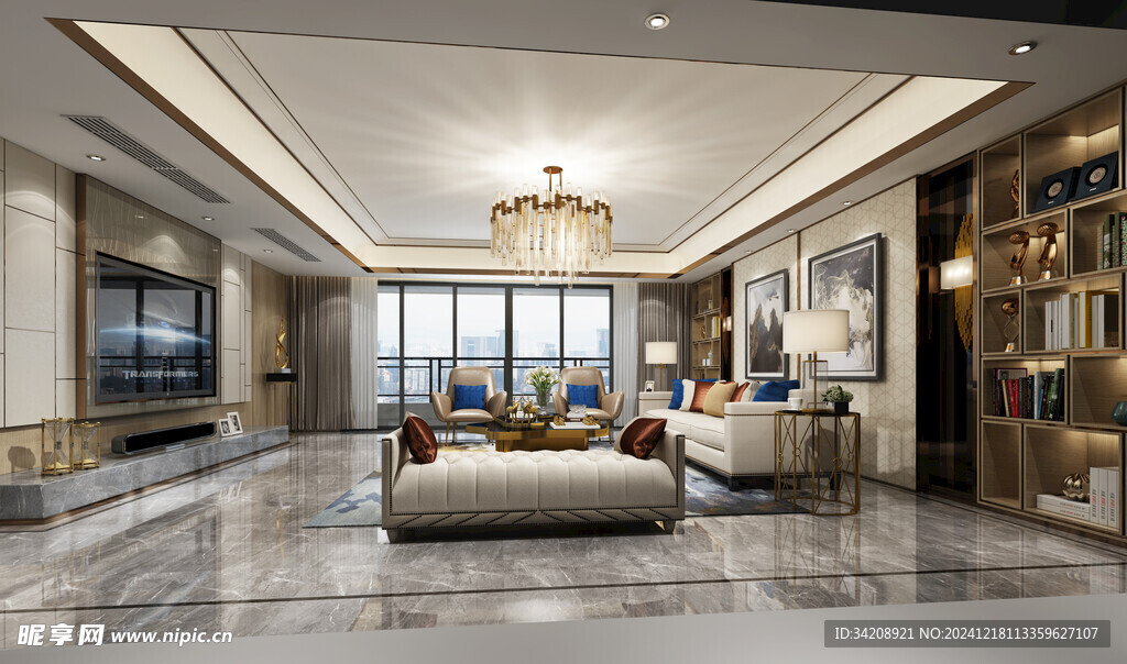 现代简约高级感新中式复古风客厅