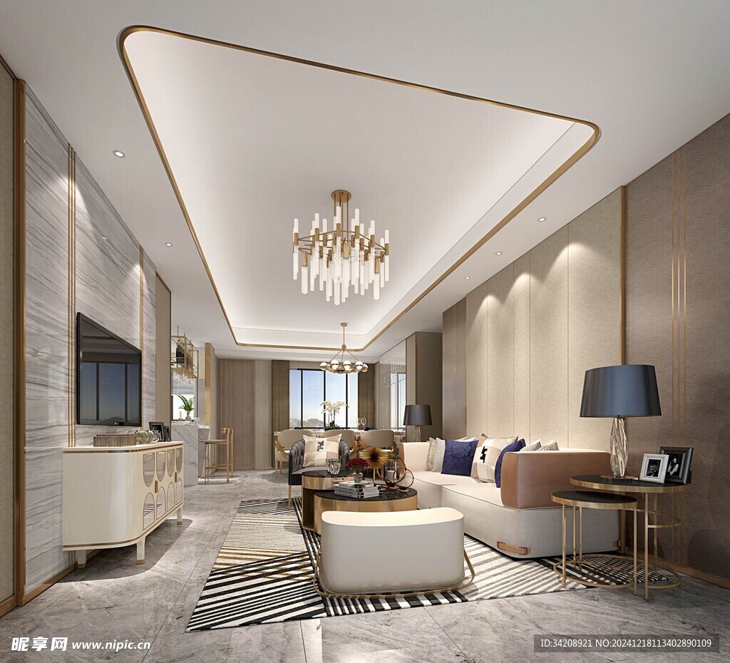 现代简约高级感新中式复古风客厅