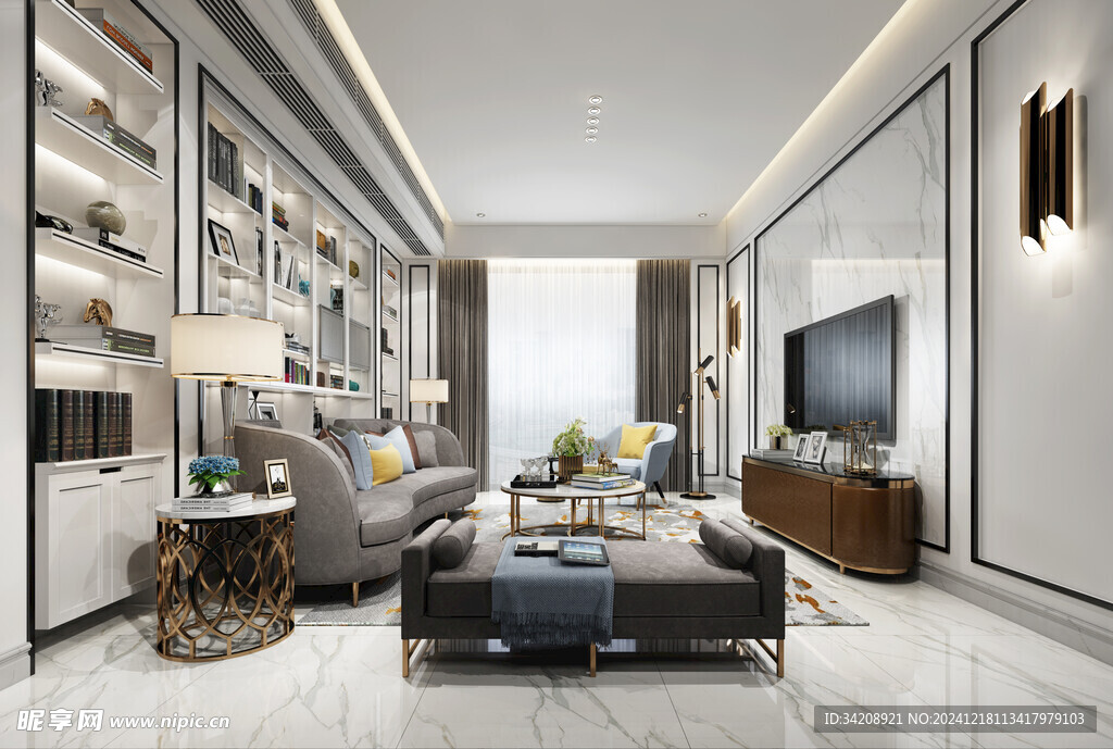 现代简约高级感新中式复古风客厅