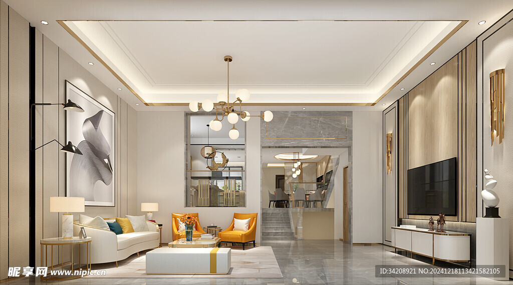 现代简约高级感新中式复古风客厅