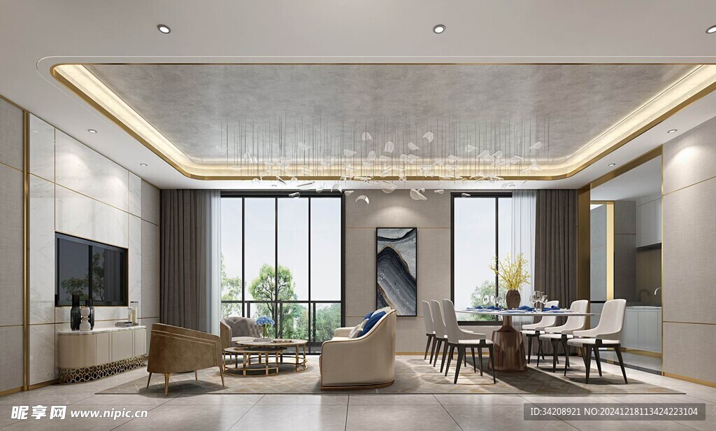 现代简约高级感新中式复古风客厅