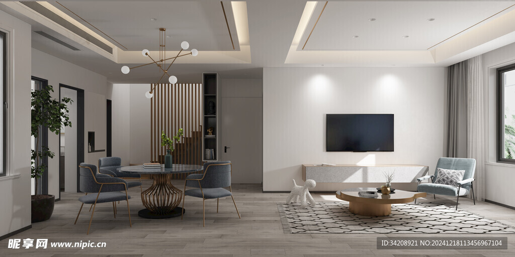 现代简约高级感新中式复古风客厅