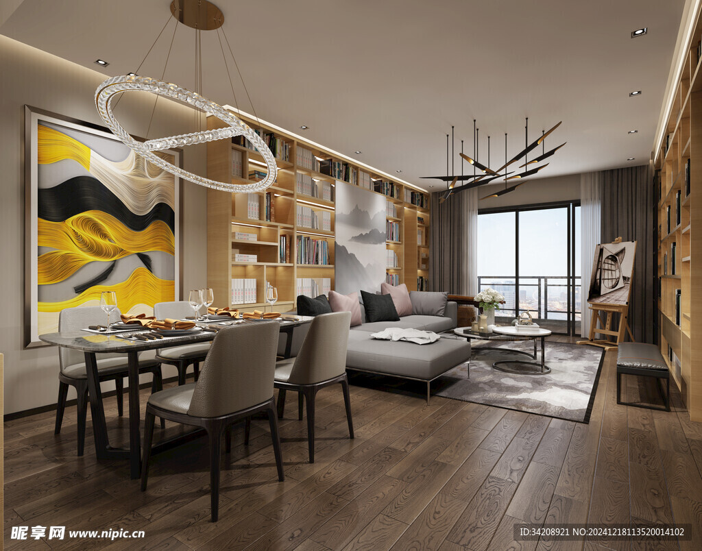 现代简约高级感新中式复古风客厅