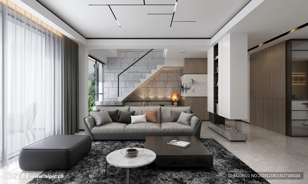 现代简约高级感新中式复古风客厅