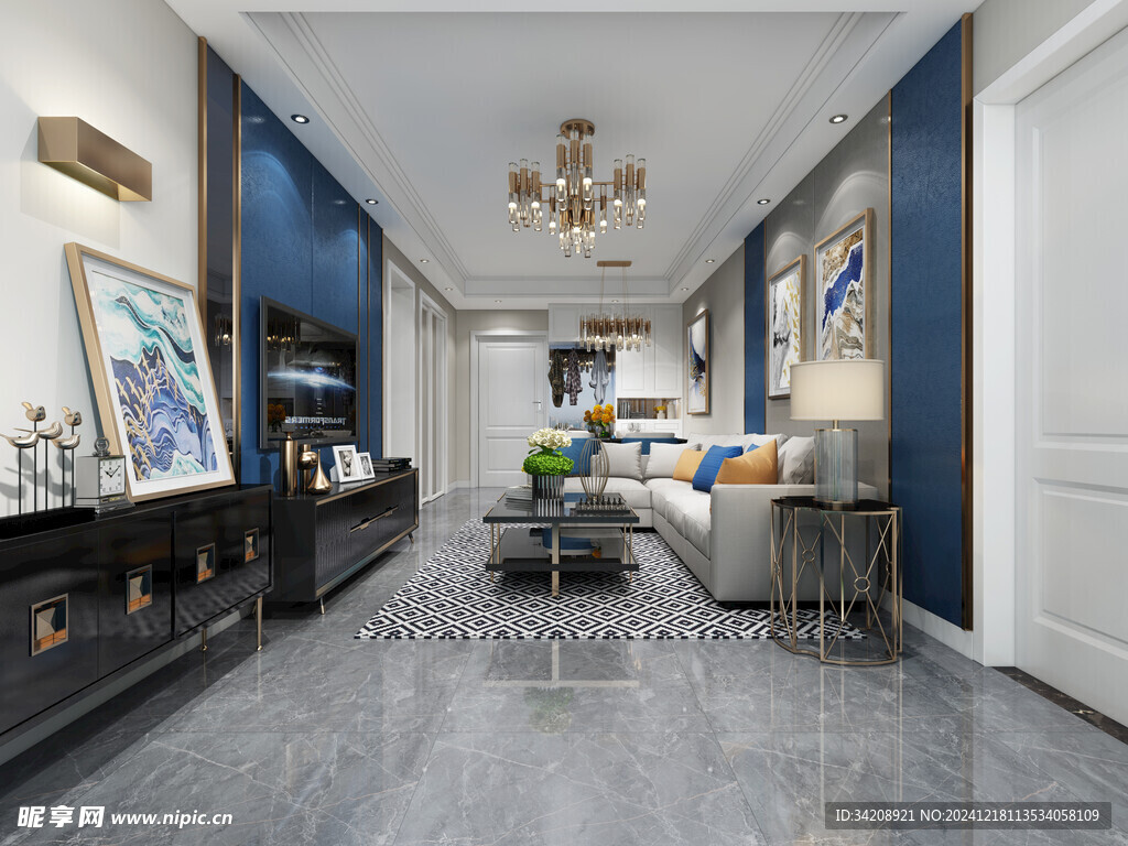 现代简约高级感新中式复古风客厅