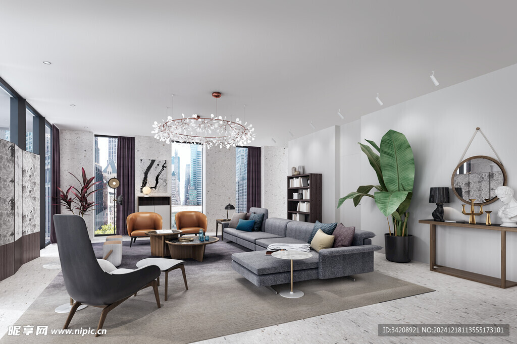 现代简约高级感新中式复古风客厅