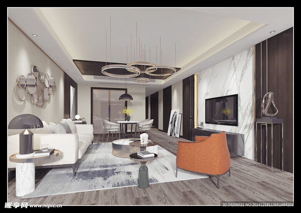 现代简约高级感新中式复古风客厅