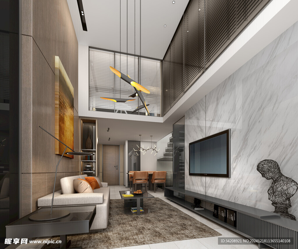 现代简约高级感新中式复古风客厅