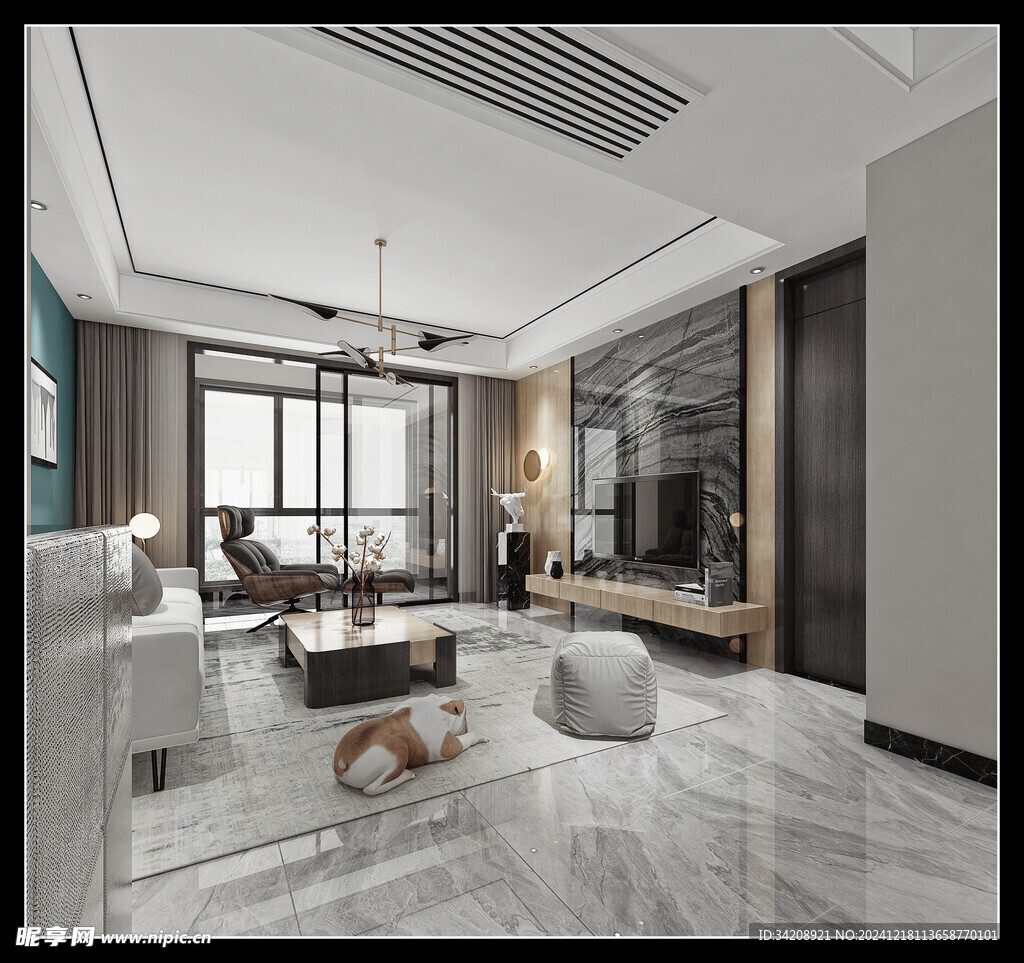 现代简约高级感新中式复古风客厅