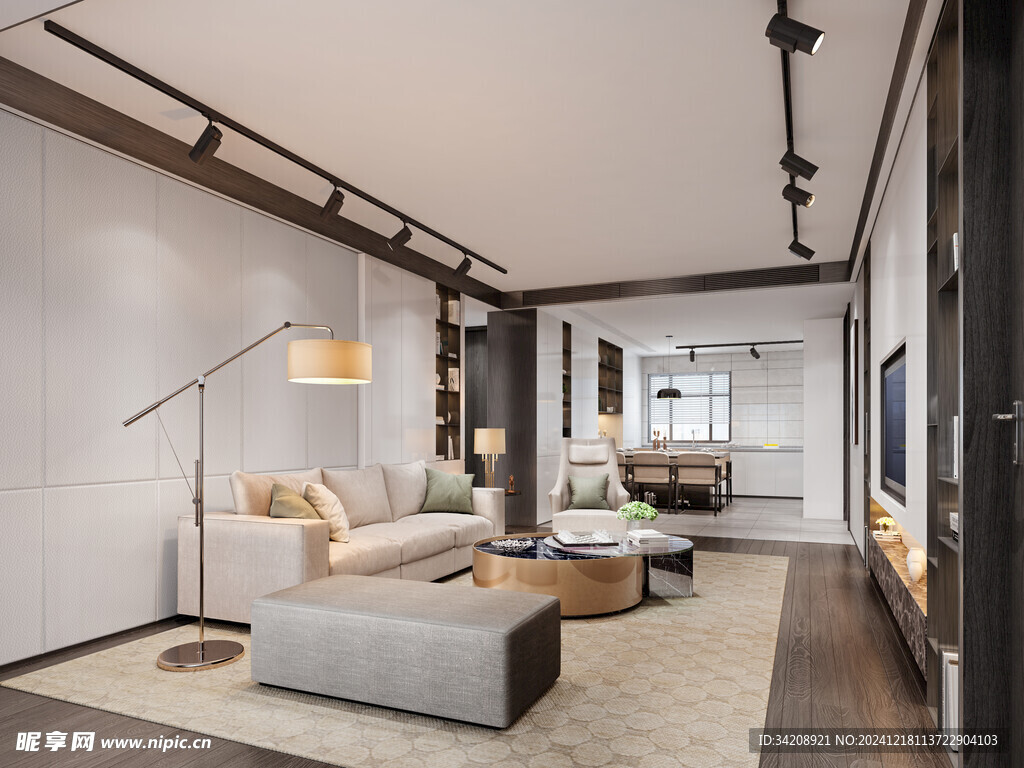 现代简约高级感新中式复古风客厅