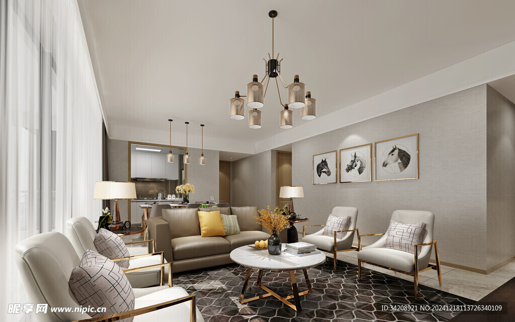 现代简约高级感新中式复古风客厅