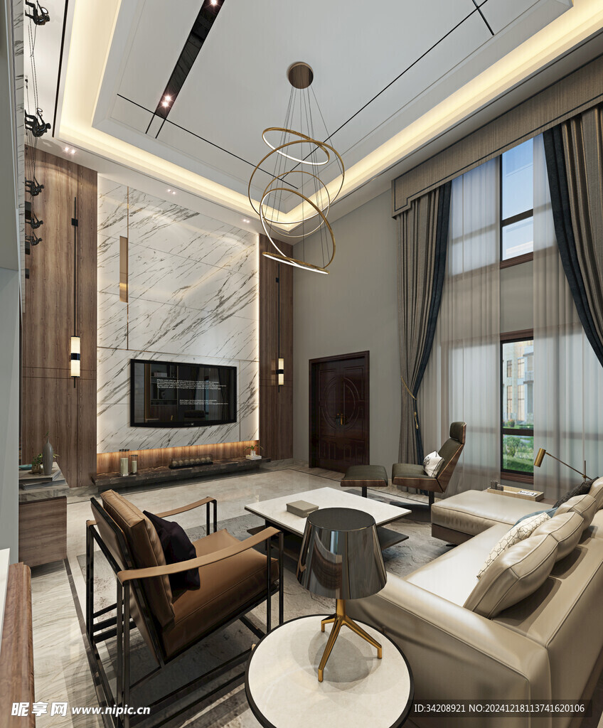 现代简约高级感新中式复古风客厅