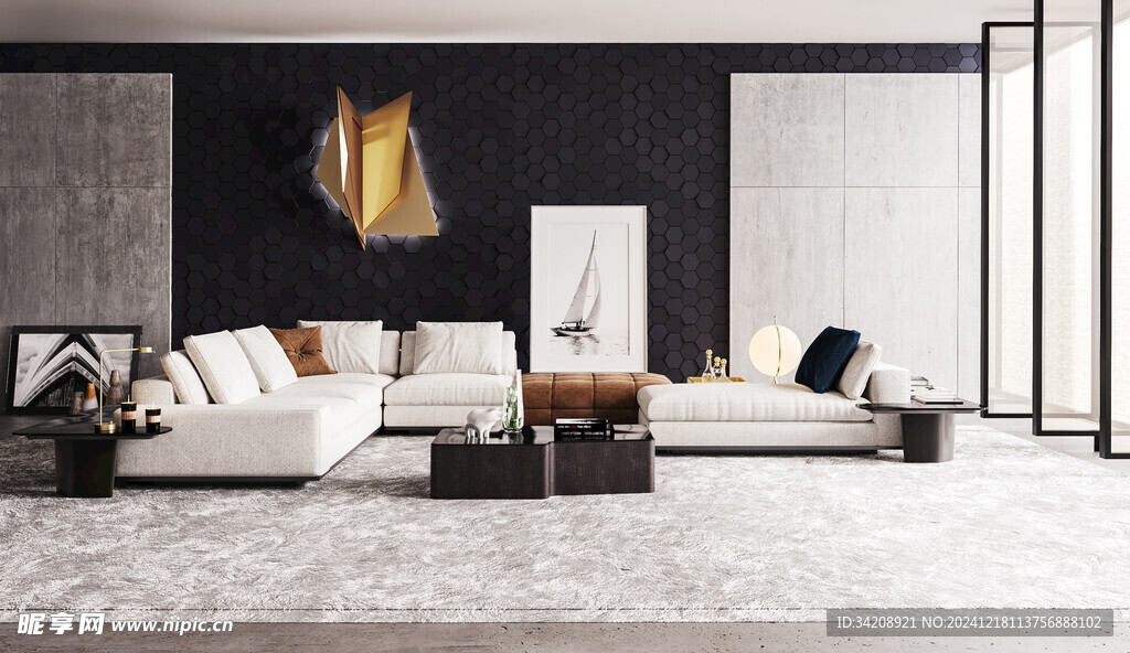 现代简约高级感新中式复古风客厅