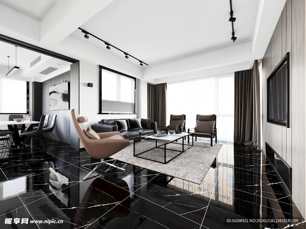 现代简约高级感新中式复古风客厅