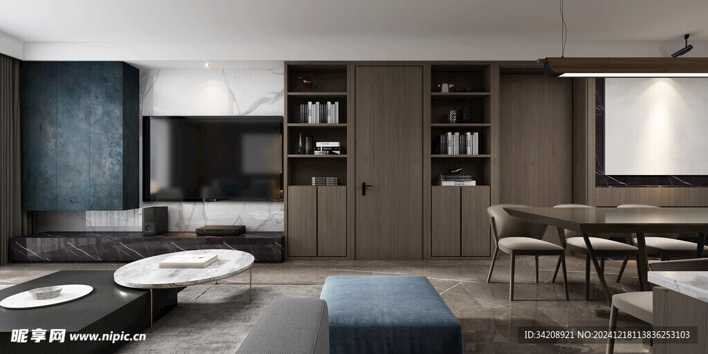 现代简约高级感新中式复古风客厅