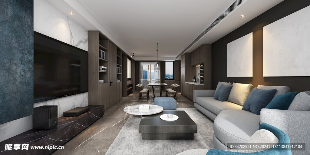 现代简约高级感新中式复古风客厅