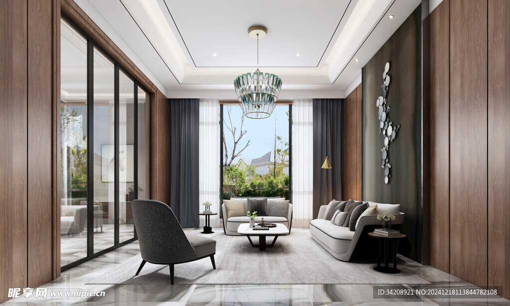 现代简约高级感新中式复古风客厅