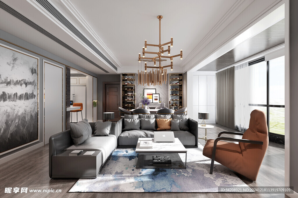 现代简约高级感新中式复古风客厅