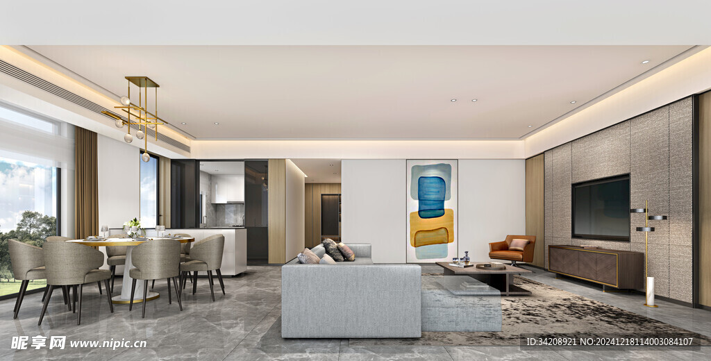 现代简约高级感新中式复古风客厅