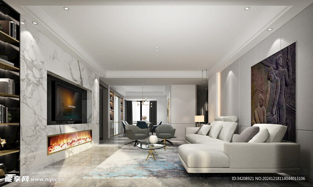 现代简约高级感新中式复古风客厅