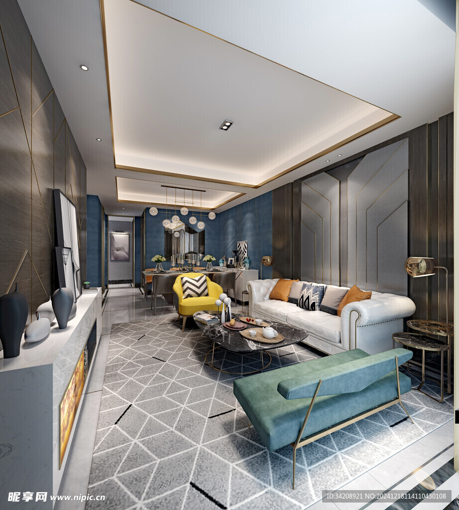 现代简约高级感新中式复古风客厅