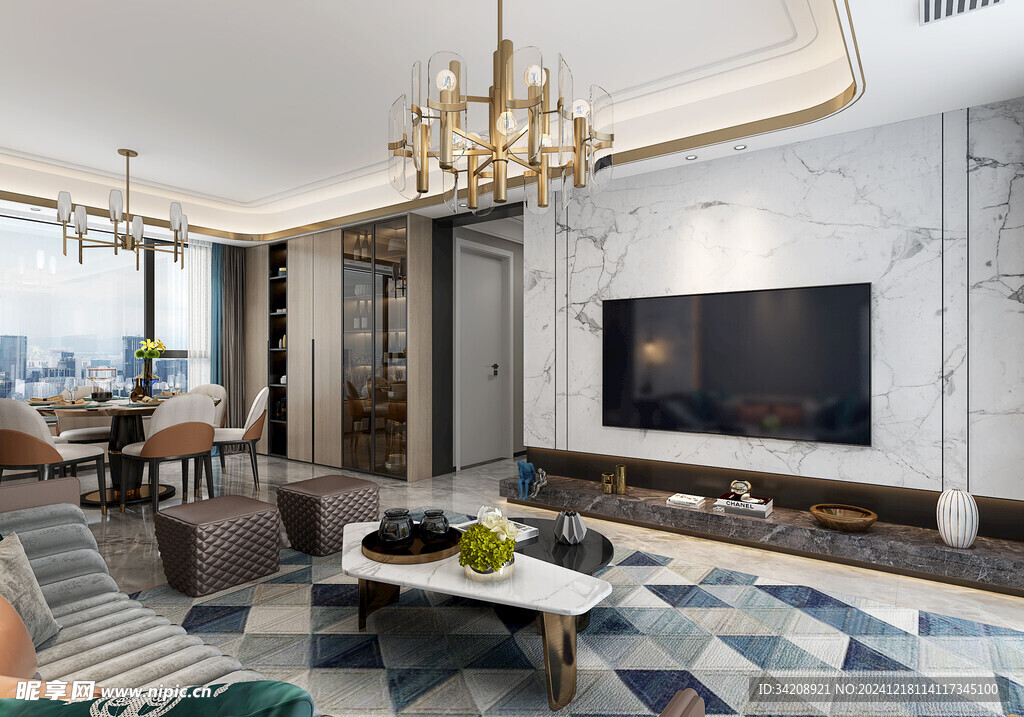 现代简约高级感新中式复古风客厅